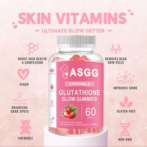 ASGG glutathione gummies untuk kulit cerah rasa buah-buahan untuk menyokong kesihatan kulit 60pcs