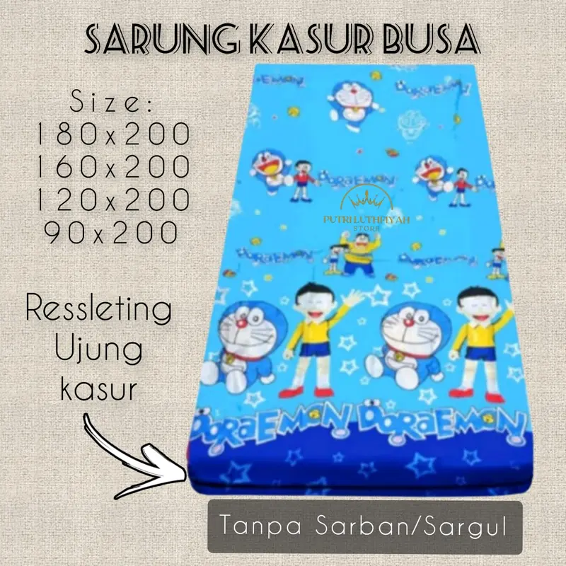 Sarung Kasur Busa Resleting Polyster Karakter Dewasa/Anak-Anak Ukuran No. 1-4 2