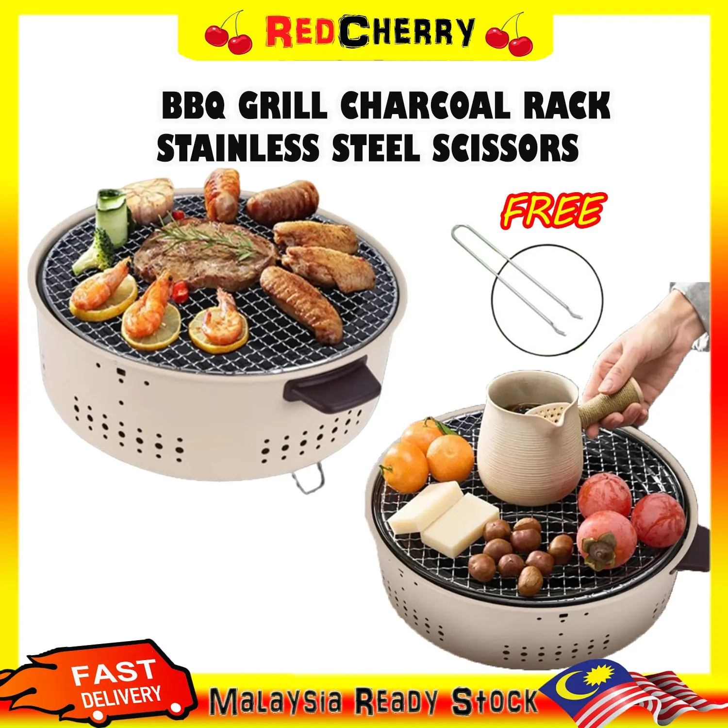 REDCHERRY Small Outdoor Barbecue Stove Charcoal BBQ Grill Camping Outdoor Portable BBQ Grill For Camping Garden Party