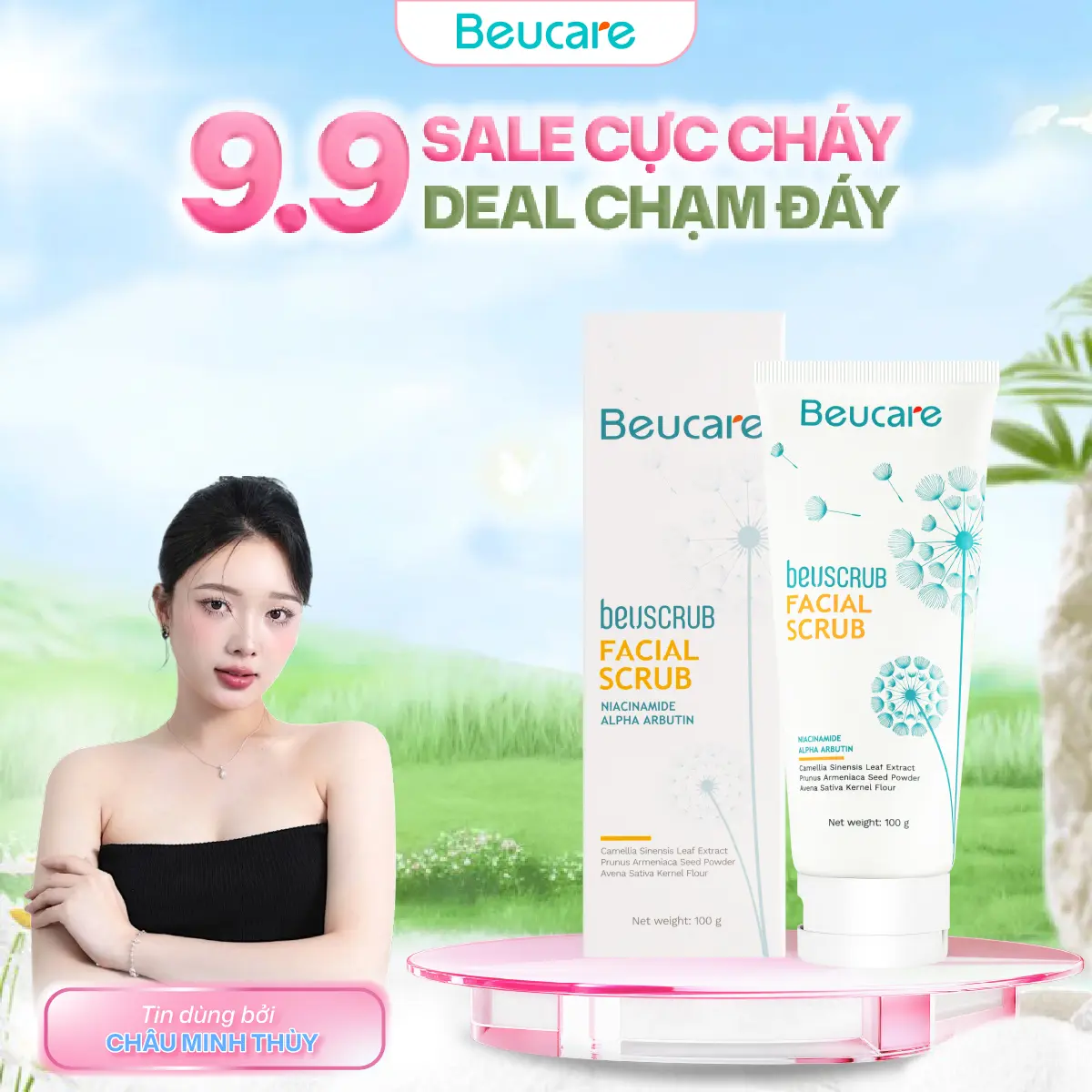 BEUCARE Tẩy Tế Bào Chết Cho Da Mặt - Skincare Làm Đẹp Da, Hỗ Trợ Làm Sạch Da, Dưỡng Ẩm Dịu Nhẹ, Giúp Da Mịn Màng và Tươi Sáng  Women - TDC61 Trà Tẩy tế bào chết hỗ trợ kiểm soát dầu