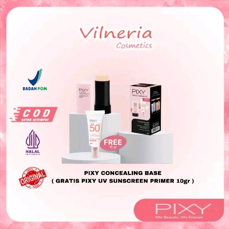 PIXY Concealing Base Bandid Gratis Pixy UV Sunscreen Primer/ Concealer/ Foundation/ Wajah/ Aging/ Menyamarkan Noda/ Wajah/ Kering 0