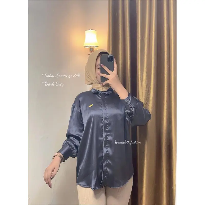 Kemeja Wanita Basic Cradenza Silk Polos Premium 4