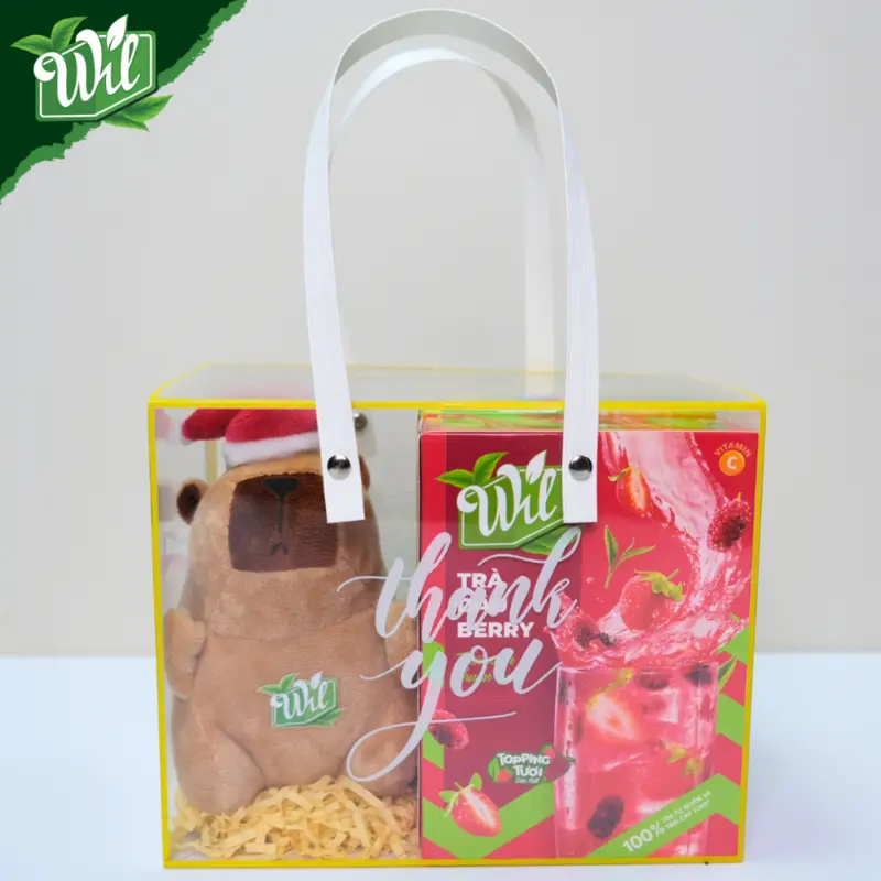 Giỏ quà tặng trà hòa tan có topping Wil capybara quà tặng bạn bè người thân 2