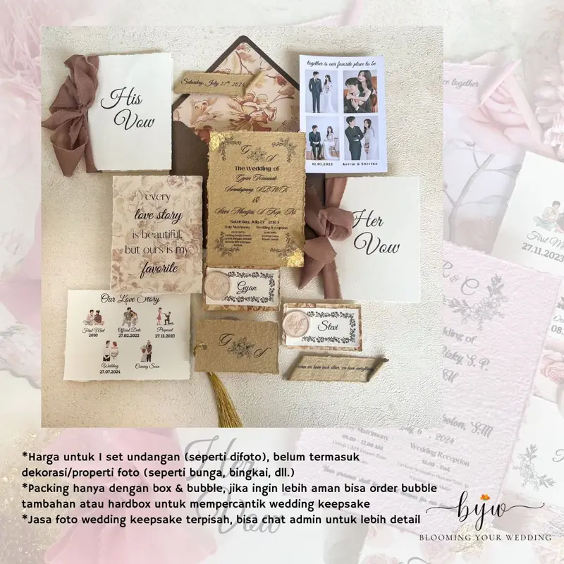 bloomingyourwedding Keepsake | Wedding Vows | Handmade Undangan Aesthetic (Classic Design) keepsake wedding vows set undangan aesthetic wedding stationery calligraphy kaligrafi invitation wedding set express 7