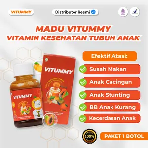 Vitummy Original - Madu Herbal untuk Bantu Tingkatkan Nafsu Makan Anak, Obat Cacingan Anak Herbal, Vitamin Suplemen Daya Tahan Tubuh - BPOM, Halal