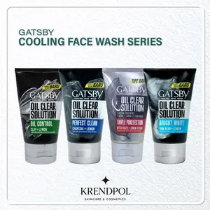 Gatsby Cooling Face Wash Bright White Oil Control Perfect Clean Triple Porefection Foam Pembersih Wajah Pria