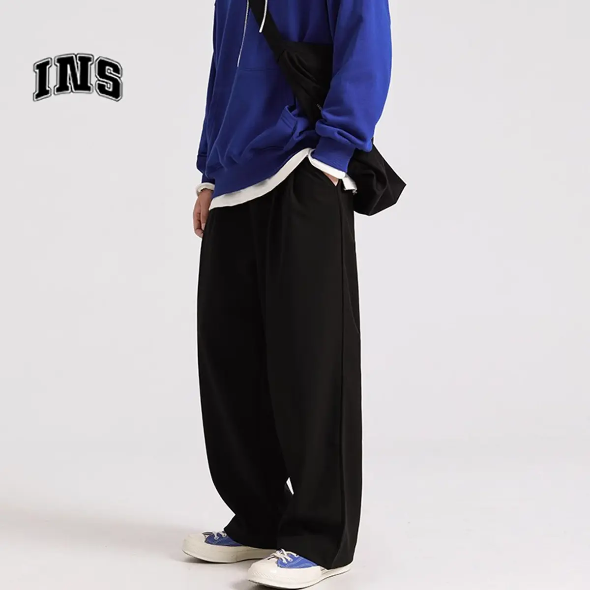 Celana olahraga pria panjang celana training pria jumbo celana hitam pria loose pants pria baju couple casual