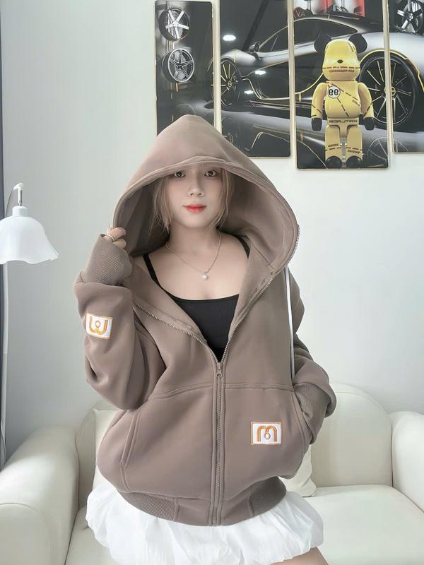 Áo Khoác Nỉ Form Rộng - Áo Khoác Nón To Thêu Hoodie Zíp 4 Túi Unisex SUSUSHOP mã FR 41-FR 46. Nữ Women