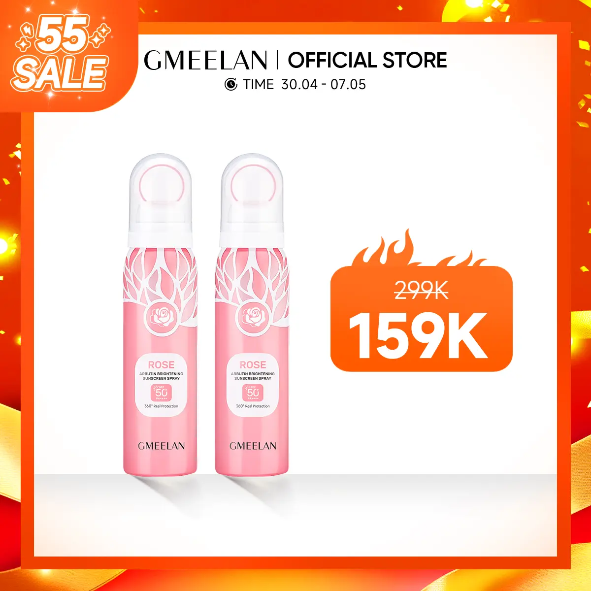 GMEELAN Xịt Chống Nắng ROSE ARBUTIN SPF50+ PA++++ 80ML