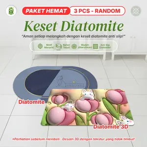 RAJA - 3 PCS Keset Kaki Diatomite Keset Kamar Mandi Anti Selip Menyerap Air Halus Lembut Anti Bau Anti Bakteri Keset Kamar Tidur Lembut Tidak Licin [12]