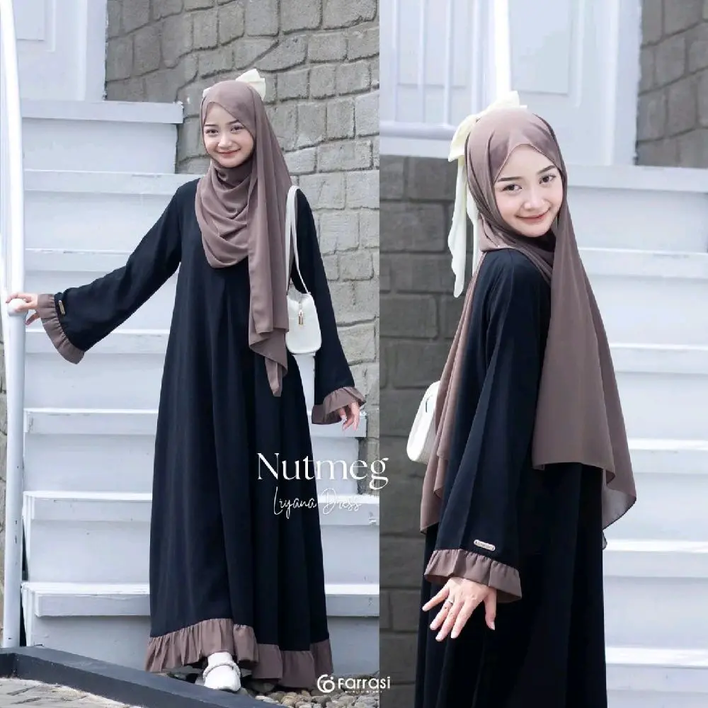 Gamis Syari Anak Perempuan Remaja Tanggung Untuk Usia Anak 11 12 13 14 15 Tahun Liyana Syari Set Hijab Phasmina Bahan Ceruty Babydoll Full Furing Bagian Tangan Rempel Bawah cutting Lebar Pakaian Muslim Anak Perempuan Terbaru Kekinian