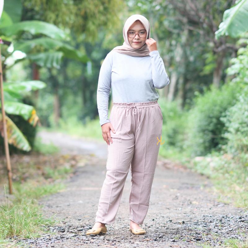 Celana Baggy Pants Kringkel Premium Airflow Wanita Dewasa Panjang Crinkle - Ukuran Standar dan Jumbo - Kulot 3