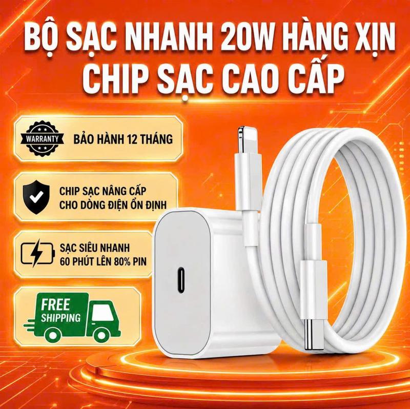 [ Xả Lỗ Giá 1k ]  Sạc Siêu Nhanh 20W Cổng Type-C / Lightning Tùy Chọn Không Làm Hại Thiết Bị Sạc Nhanh Nhiệt Độ Thấp