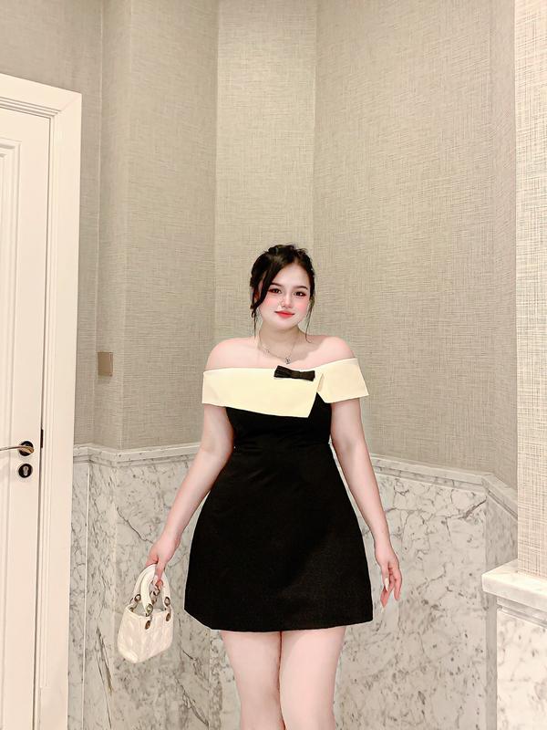 ĐẦM TIỆC TRỄ VAI NƠ ĐEN BIGSIZE 60KG - 90KG Nữ