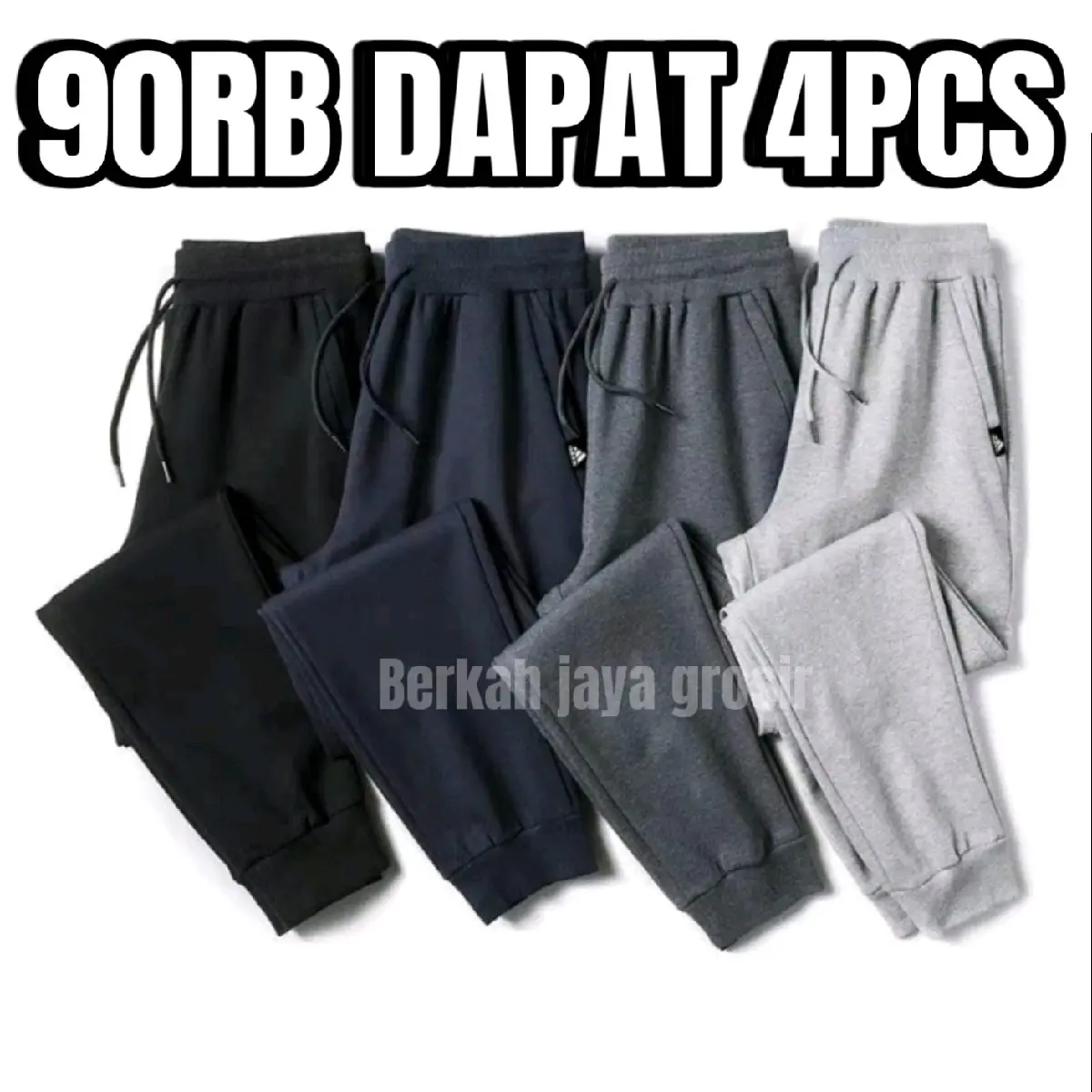 PROMO!! 90RB DAPAT 4PCS CELANA JOGGER PANJANG BABY TERRY PRIA WANITA SAKU RESLETING NYAMAN DIPAKAI MENYERAP KERINGAT