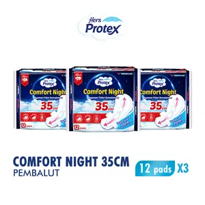 Hers Protex Pembalut Comfort Night 35cm 12 Bag x3