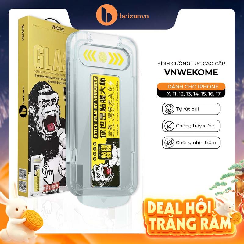 Kính cường lực KingKong VNWekome có khung tự dán dành cho iPhone, ngăn bụi bảo vệ màng loa Phụ Kiện màn hình