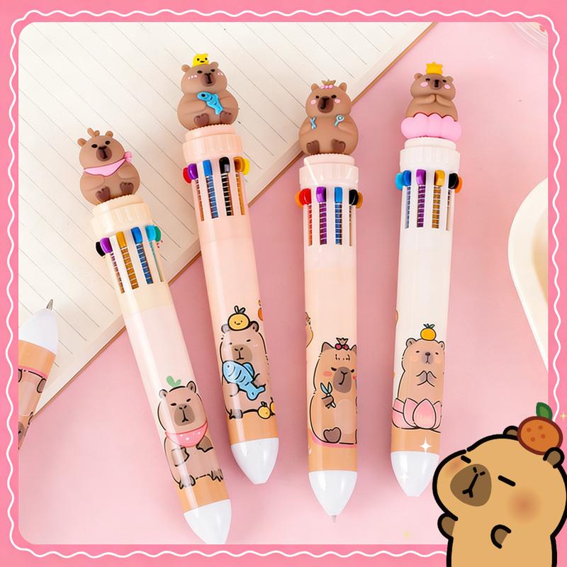 Bút bi 10 màu Capybara Bút bấm đa sắc dành riêng cho học sinh bút bi béo bút bi 10 màu bút chì bấm