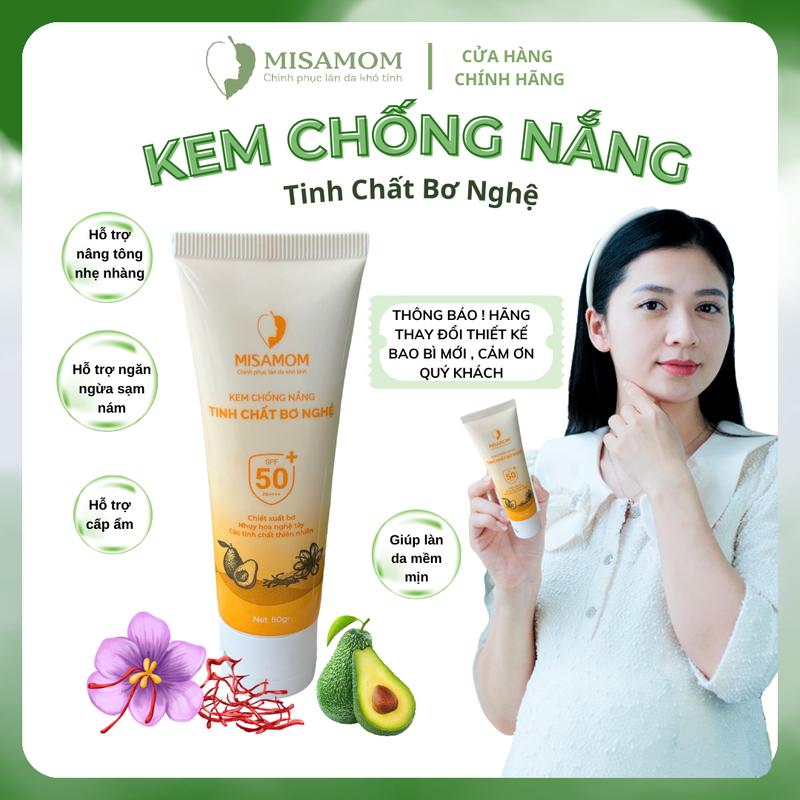 Kem Chống Nắng Bơ Nghệ Misamom - Hỗ Trợ Nâng Tông, Hỗ trơj Dưỡng Ẩm Thấm Nhanh Không Bết Dính SPF50+, PA++++ 0