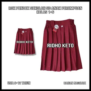 rok merah pendek seragam sekolah sd kelas 1-6