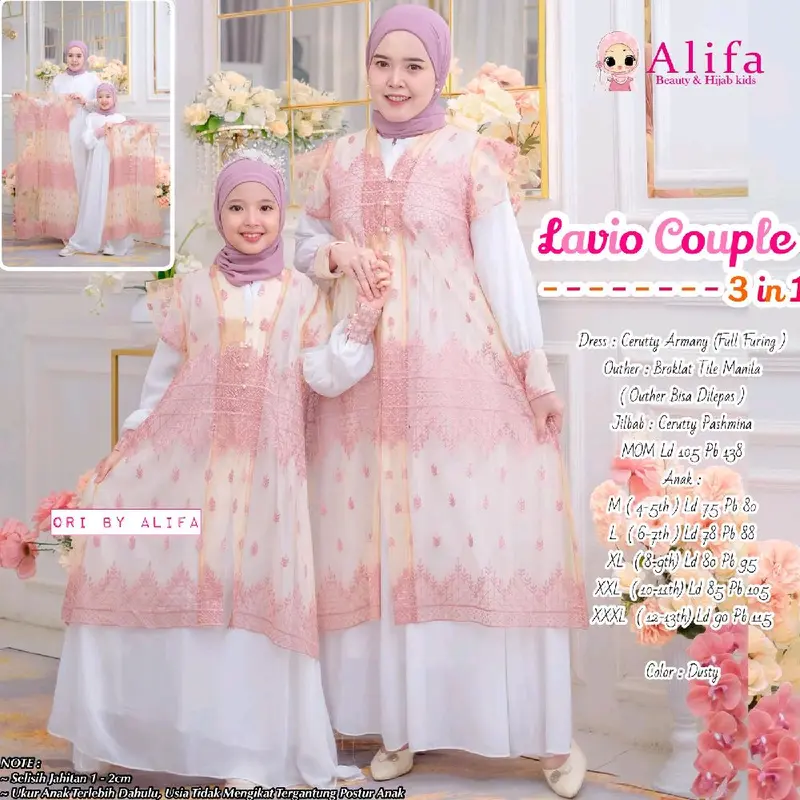 LAVIO COUPLE 3IN1 BY ALIFA / COUPLE MOM & KIDS / COUPLE IBU DAN ANAK / GAMIS COUPLE / COUPLE IBU DAN ANAK PEREMPUAN / GAMIS LEBARAN COUPLE / GAMIS IBU / GAMIS ANAK Muslim Gamis Wanita Dewasa Syari Remaja 3