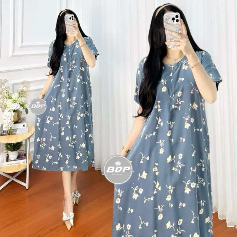 Daster Rayon Lengan Pendek Busui Resleting Depan Ld 110 Daster Remaja Motif Terbaru Dres Panjang Wanita Bumil Kancing Baju Tidur Arab Renda 2