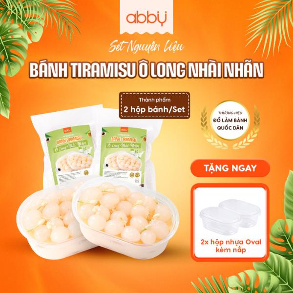 [ABBY] [TẶNG 2 HỘP ĐỰNG OVAL] Set nguyên liệu làm bánh tiramisu ô long nhài nhãn - thành phẩm 2 hộp 900ml - Tiramisu béo ngậy & mứt nhãn ngọt dịu