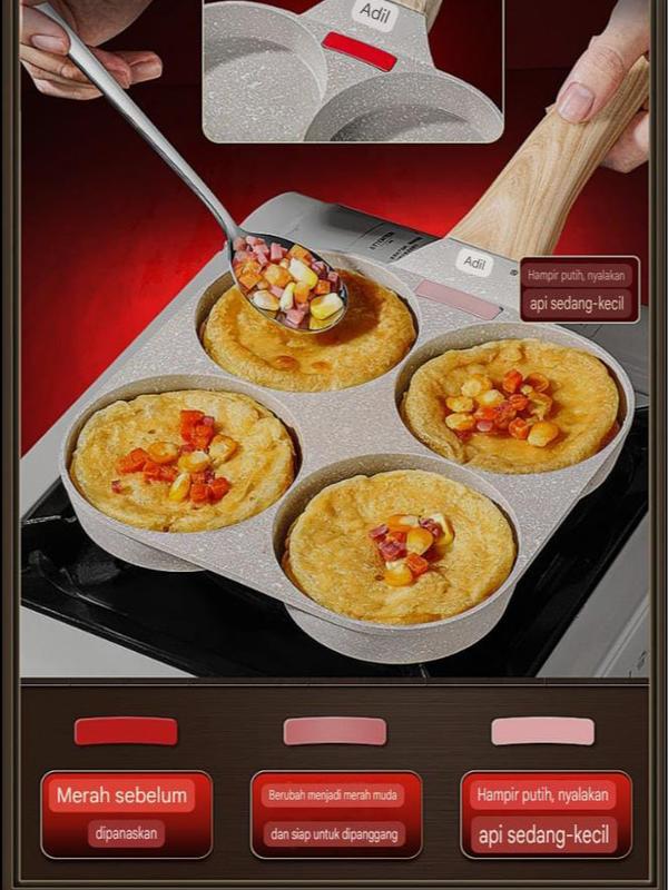 3in1 Grill Non-Stick Medic Stone Fry Pan Wajan 3 dalam 1 Panggang Tumis Batu Medis Anti Lengket + Indikator Panas 4