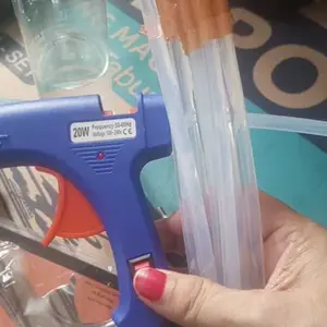 Lem Tembak / Hot Melt Glue Gun On Off 20 Watt Lem Tembak Mini Alat Perekat Bonus 3 Refill Glue Stick