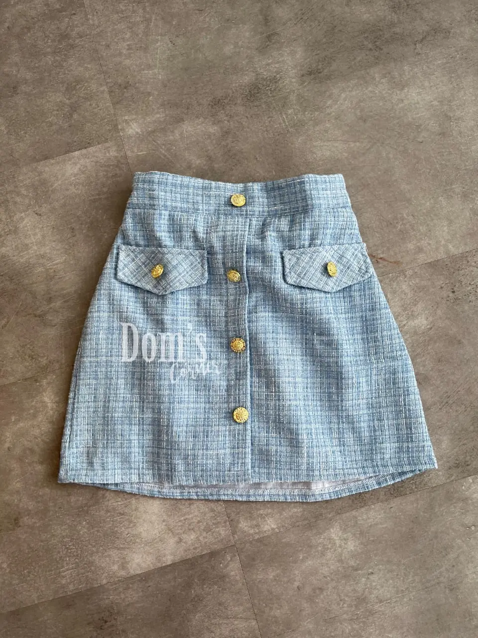 Domscorner - Hwa jung tweed skirt - PREMIUM TWEED - rok tweed - rok kancing skirt - rok mini - rok pendek - mini skirt - pearl buttoned skirt - buttoned skirt - rok pesta - rok kerja
