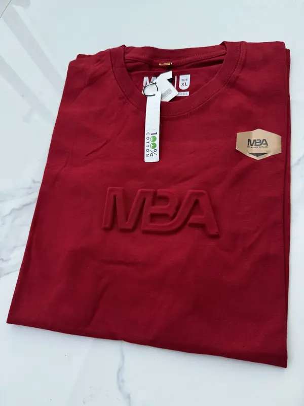 Kaos Embos Logo MBA 100% Cotton 24s / Baju Oblong Dewasa Pendek Pria Distro Keren Motif Casual Polos Simpel Santai / Atasan Tshirt Katun Combed Berkualitas Tinggi  Nyaman Unik Panjang 8