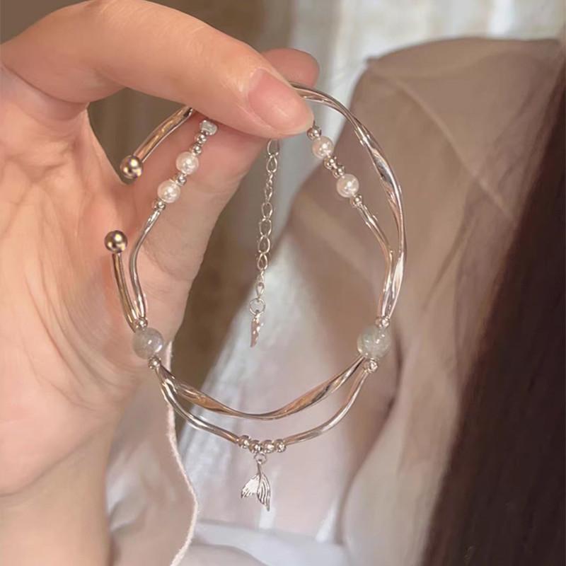 【Sktlz】 Fishtail Bracelet Mobius Ring Bracelet Moonlight Stone Bracelet Set 0