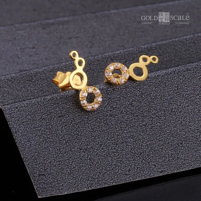 916 Gold 88 Zircons Earrings