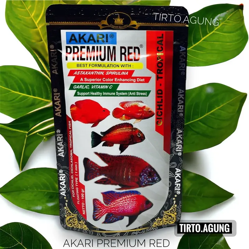 PROMO PELET AKARI PREMIUM MAXI BLUE YELLOW RED LOUHAN PRO CHICHLID  100g 100 gram pakan ikan hias predator RED PAROT warna multicolor tropical 1