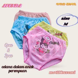 6pcs Celana Dalam anak perempuan/ 3pcs CD anak perempuan motif Kuromi afenda
