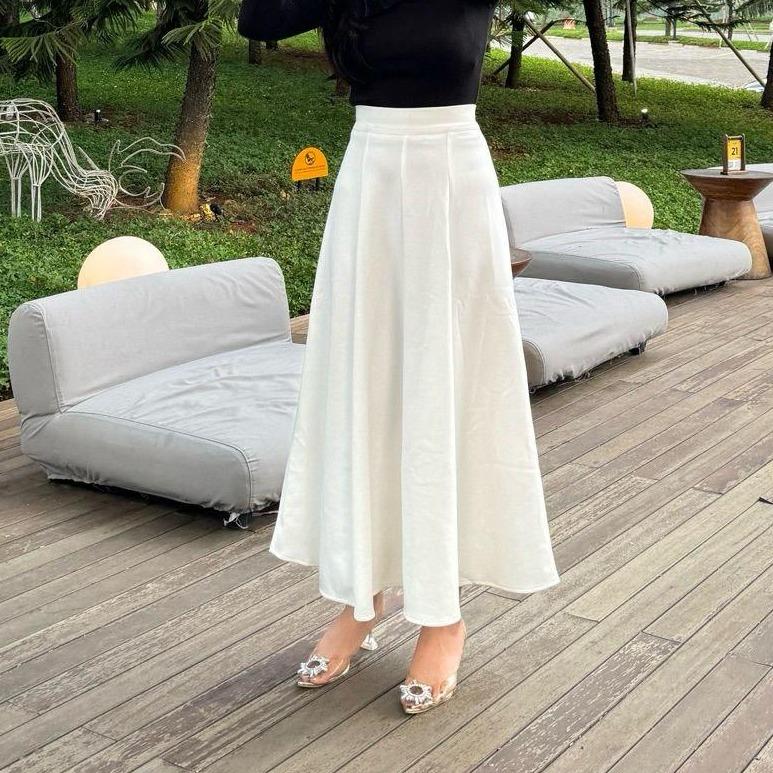 Rok Audy Skirt Wanita Maxi Polos Basic Korean Style - Rok Panjang Scuba ...