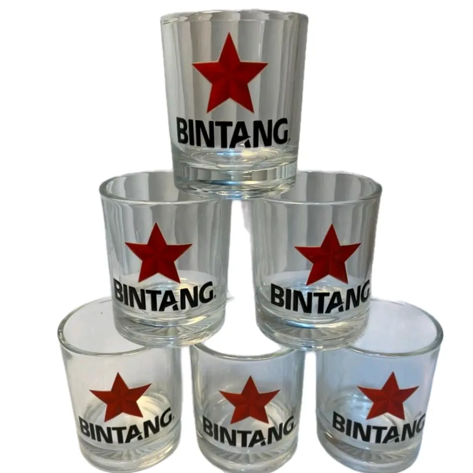 Gelas Sloki 60ml- 2picis gambar bintang anti air shot bening tebal