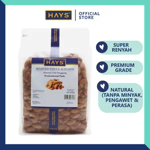 kacang Almond Panggang Utuh 500 Gram / Roasted Almond Whole 500 Gram HAYS   Food Snacks