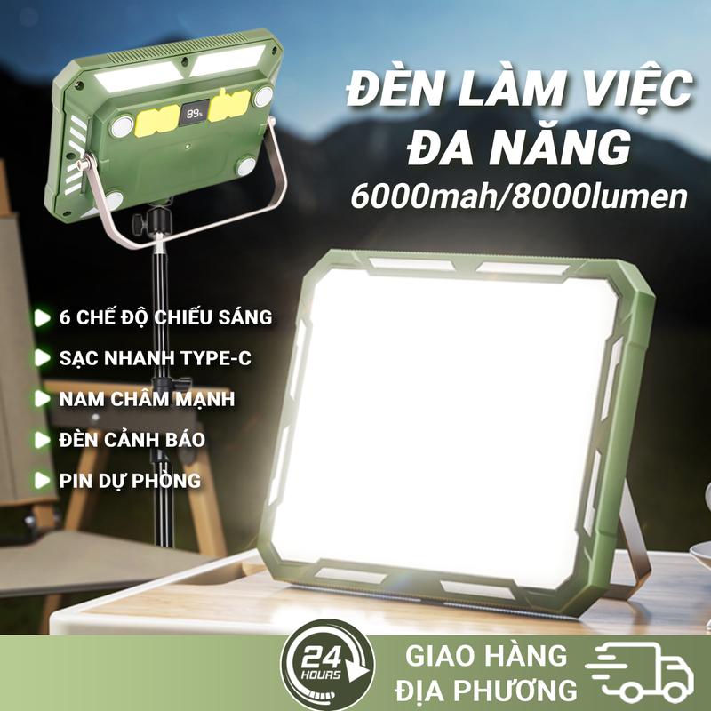 Đèn Làm Việc đa năng Đèn Pin Siêu Sáng Có Nam Châm Mạnh Và Tay Cầm Bằng Hợp Kim Nhôm, Sạc Điện Thoại Của Bạn, Sạc Dự Phòng, Đèn Cắm Trại Đa Chức Năng