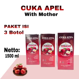 Fergasan Cuka Apel Organik - With Mother Isi 250 - 1500 Ml - Cuka Apel Original
