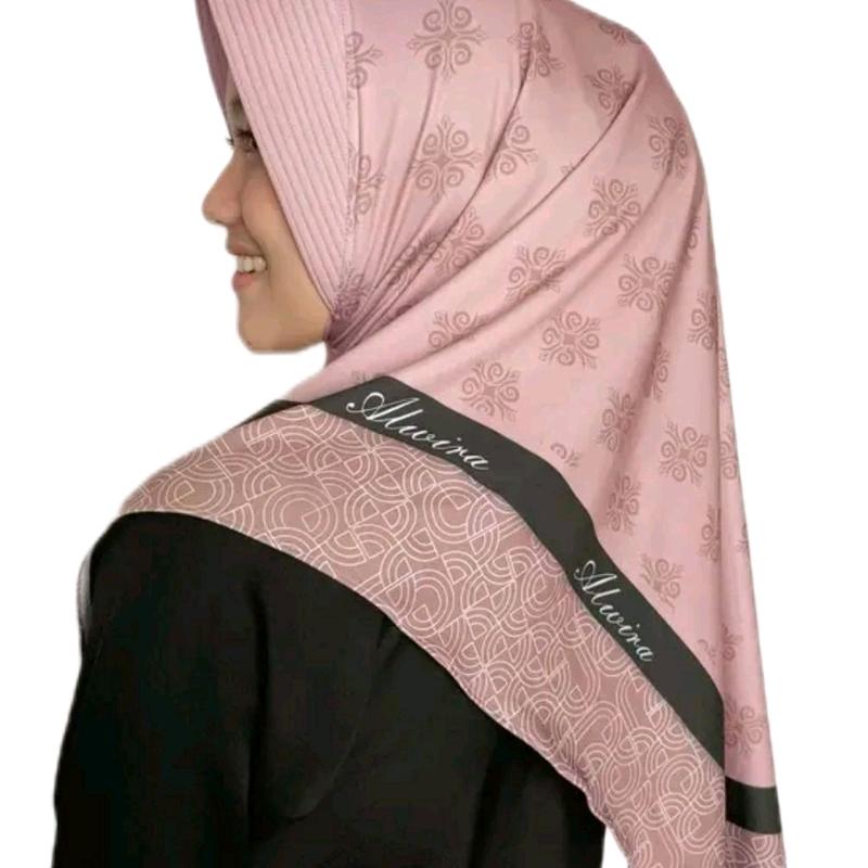 Alwira Hijab Instan Motif Printing Naila Jersey Premium Ukuran M - Wanita, Kerudung, Dewasa, Muslim Nyaman Stretch Lembut Pad 2