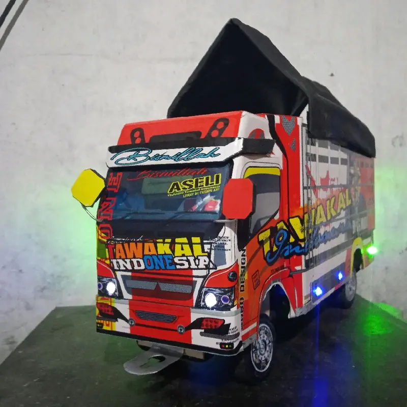 PROMO MINIATUR DUMP TRUK KUNING BISA JUNGKIT KABIN DAN BAK VARIASI LAMPU LEED RGB Anak Toy Mainan 2