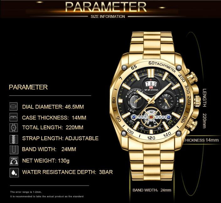 Jam Tangan Pria Anti Air Original Anti Karat Luxury Bercahaya Kalender Multifungsi Quartz Watch Men Berliku Otomatis  VA-2421 6