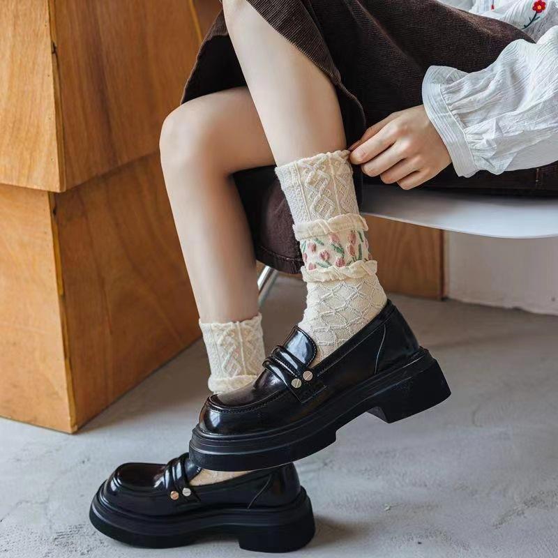 Product Introduction of Tất Nữ, 4 Đôi, Xu Hướng Hoa Phong Cách Hàn Quốc, Tất Cotton Thường Ngày Cho Bé Gái, Xếp Nếp, Xếp Ly, Dễ Thương Và Ngọt Ngào, Thoáng Khí, Tất Phi Hành Đoàn Kawaii Cho Bé Gái 19
