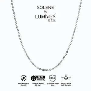 Kalung Pria Titanium Silver Anti Karat Korea / Kalung Silver Lumivex - Solene