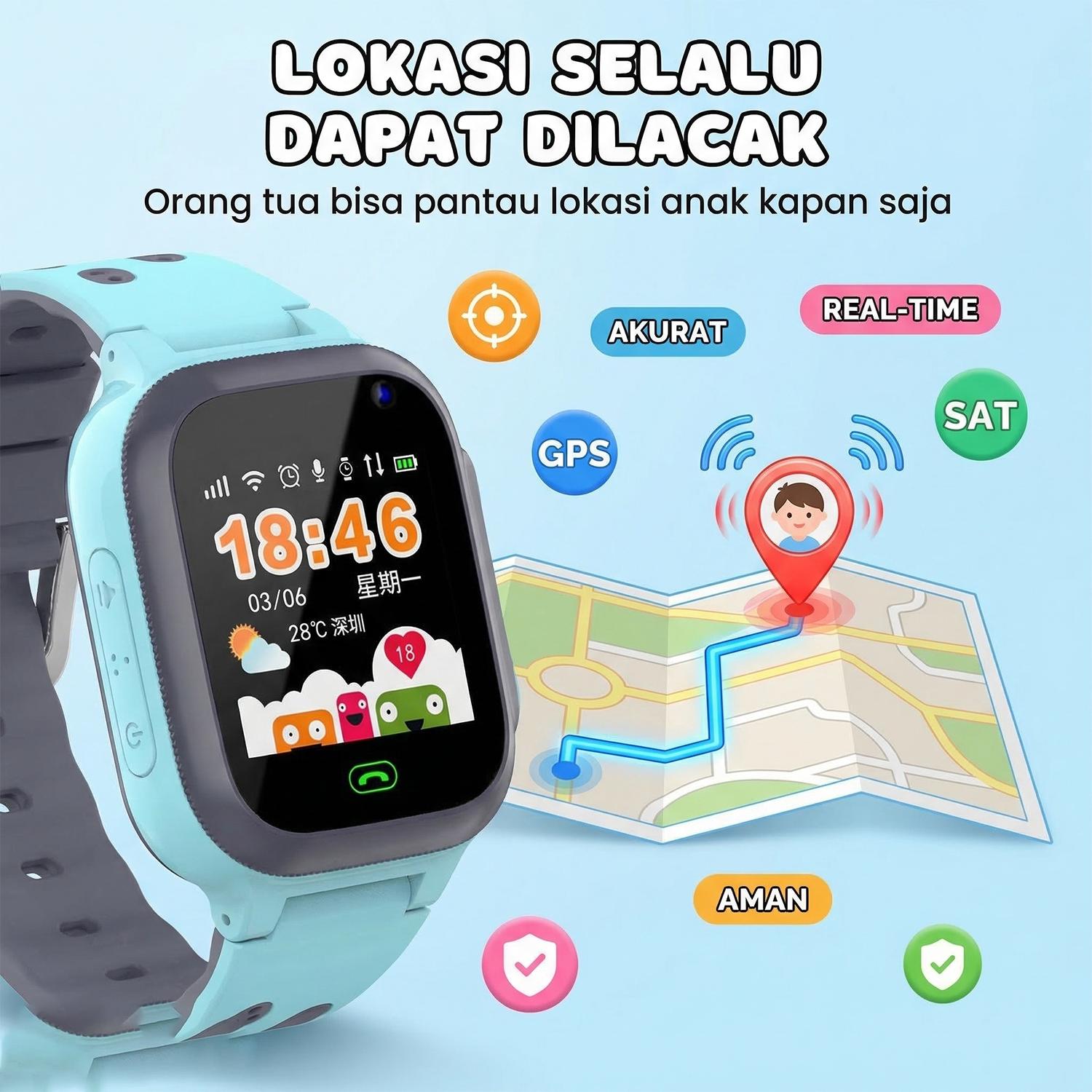 【Laris Manis】【Tiktok] (70%off)[READY]  Smart Watch Jam Tangan Anak dengan Telepon - Smartwatch Anak GPS Digital Anti Air / Jam Tangan Pintar Anak