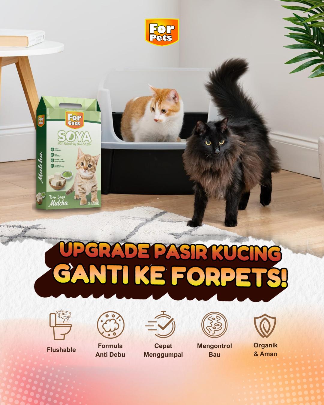 FORCATS Soya Cat Litter Pasir Kucing Gumpal Harum Tofu / Tahu 7L / 2.5KG