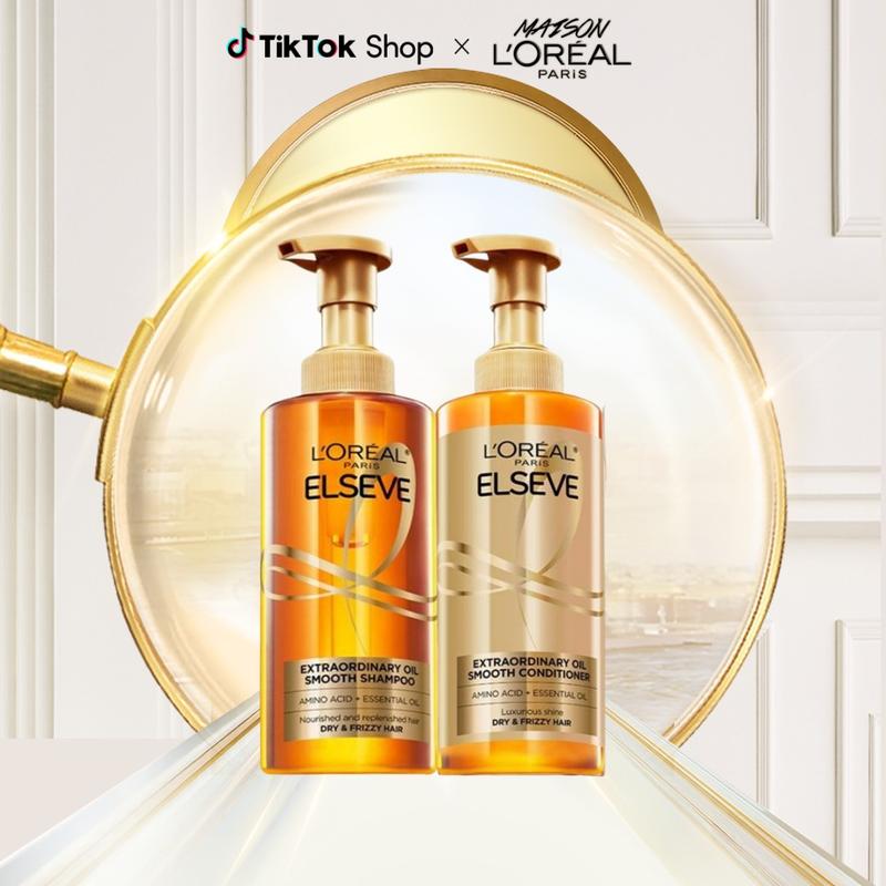VB KOL Bộ gội xả dưỡng tóc suôn mượt tóc cao cấp L'Oreal Paris Extraordinary Oil Sleek 440ml x2