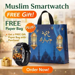 Fitfly Muslim SmartWatch M77 MAX - 114 surah Al-Qur'an Jam Tangan Pintar Pria Wanita dengan Adzan Reminder Al-Qur'an Tasbih Qiblat Hisnul Muslim Layar Penuh 2.02" Custom Wallpaper Bergaransi 1th