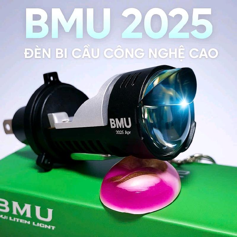 BMU Đèn Pha led V50 bi cầu mini công suất 60W - Kính tím nhiệt màu 5200k đường cắt cos thẳng có trợ pha mắt ếch mạnh.